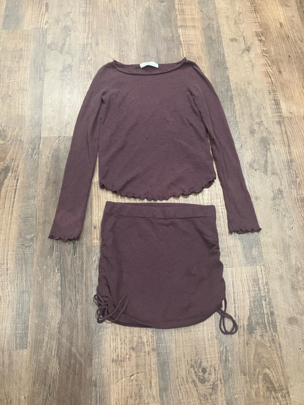 FP Beach Brown Cabo Sweater Set Lettuce Hem